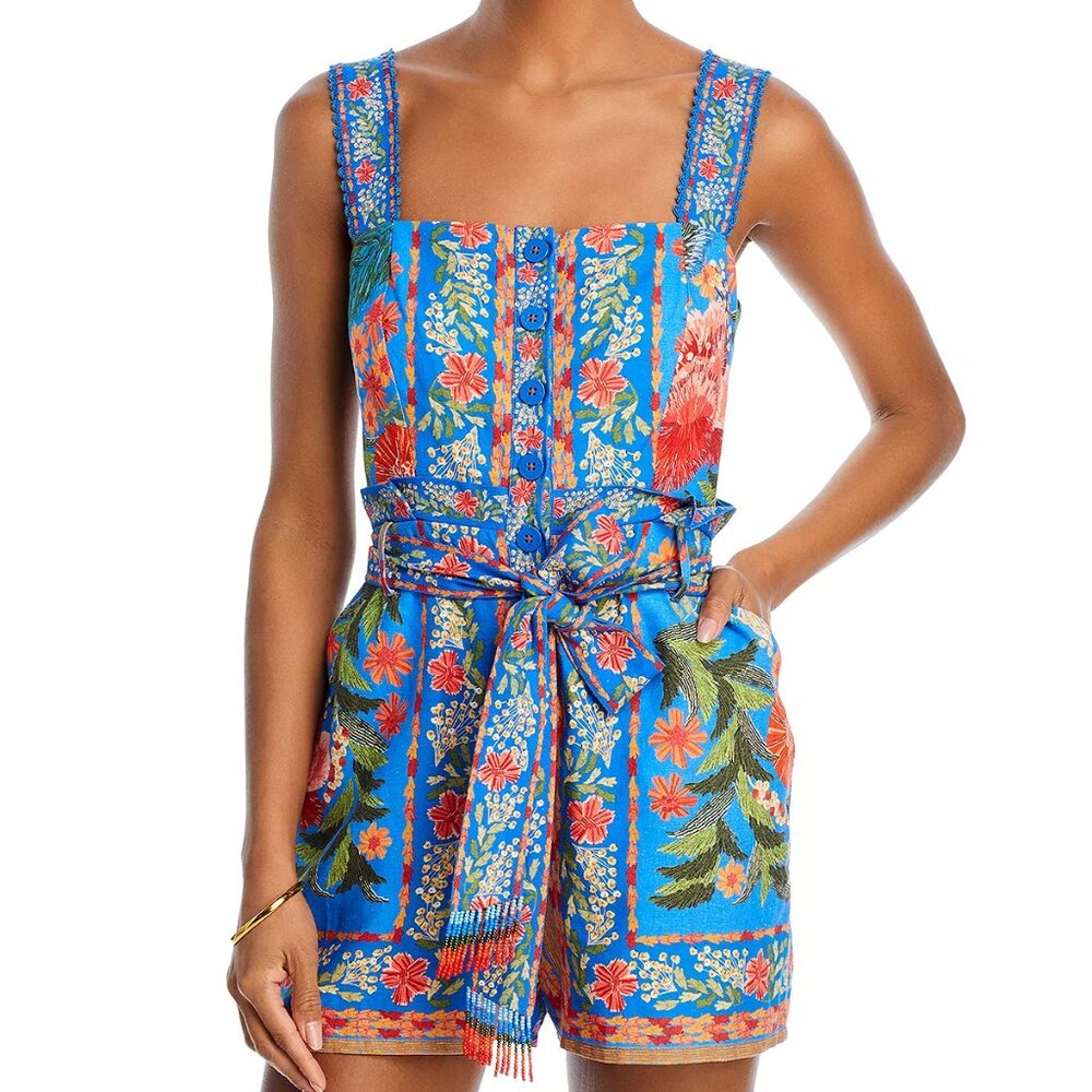 Farm Rio garden blue romper | M